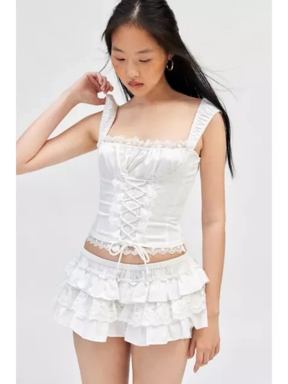 LIONESS Palmer Corset in Porcelain White Small New Womens Sleeveless Tank Top - Picture 10 of 15